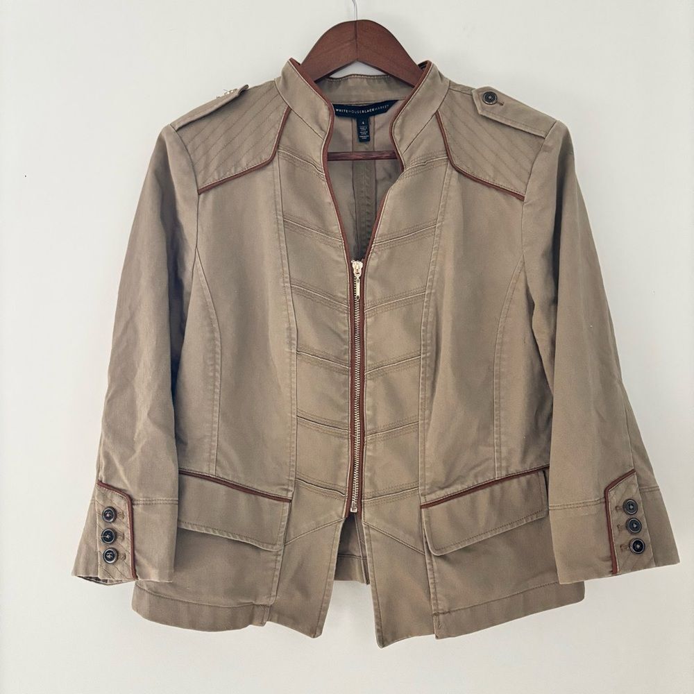 White House Black Market Military Jacket Utility Chic Quiet Luxury Size 4